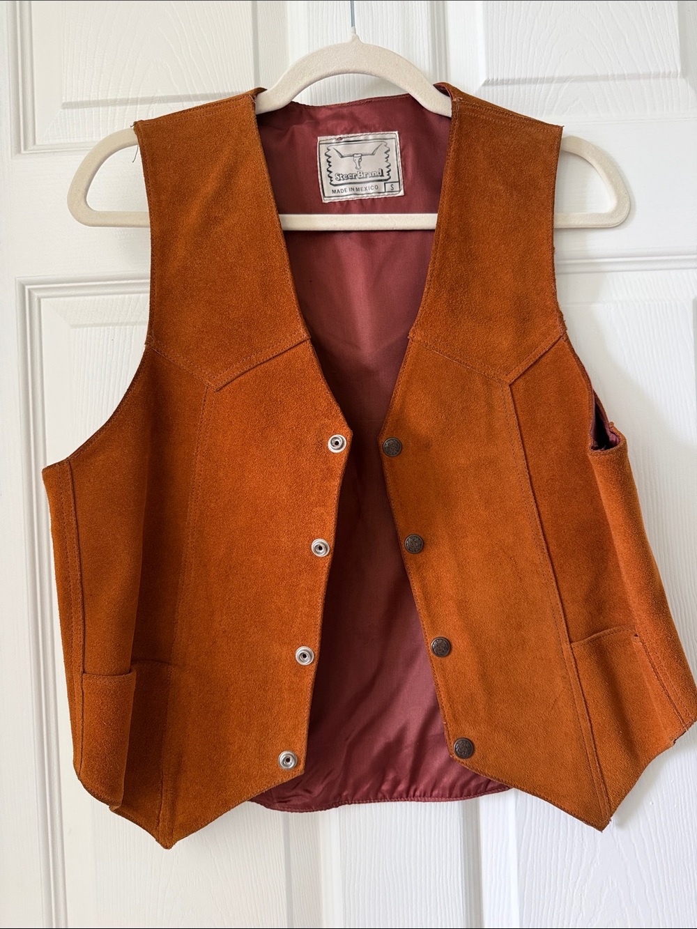 Original Vintage Suede Vest in Rust Orange - Steer Brand